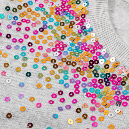 Danny D Girls Sequin Knitted Sweater Cardigan Crew Neck Long Sleeve Button Tops4