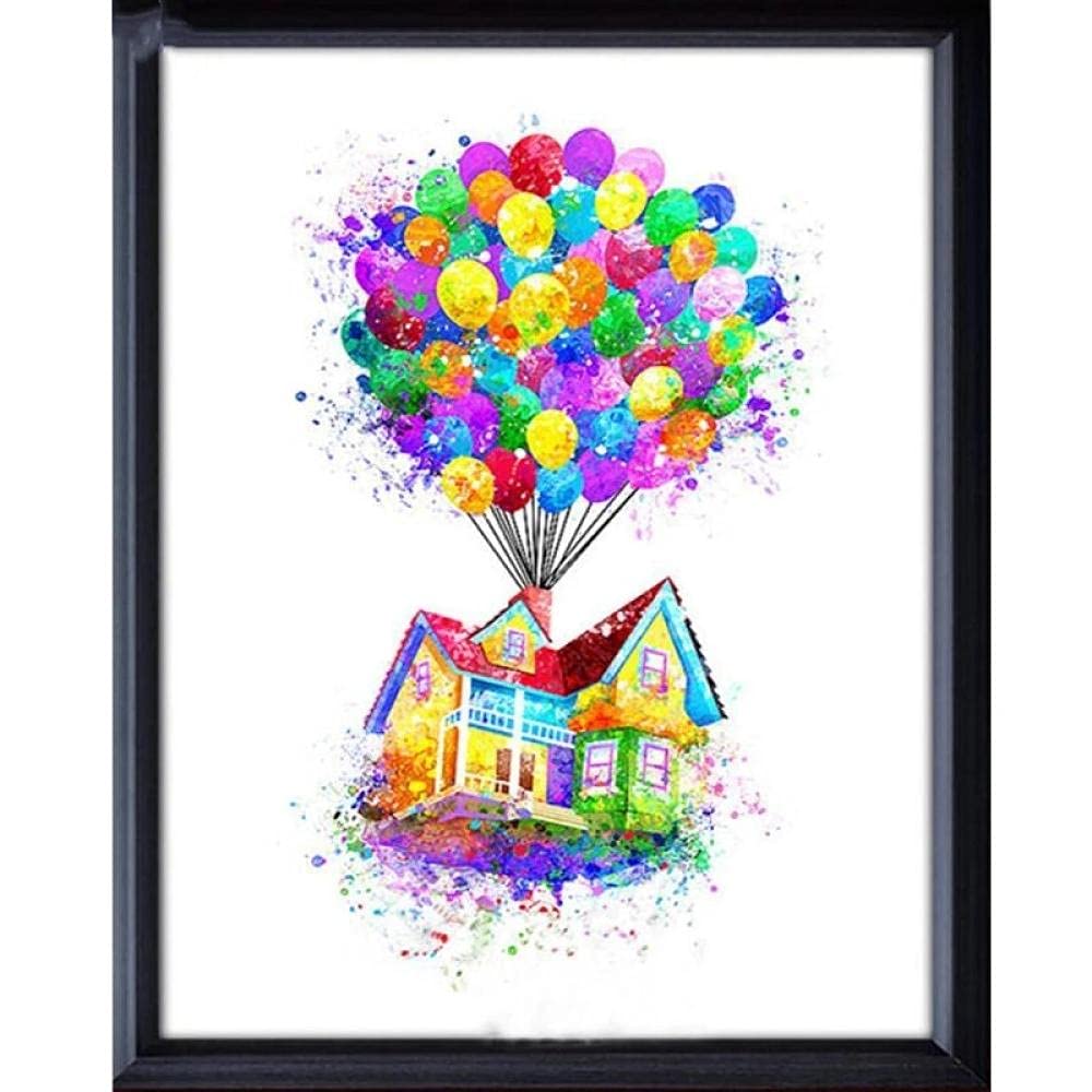 Diamond Art Kits Adults Kids Large Castle Balloon 5D Diamond Painting Kit Full Drill DIY Diamond Embroidery Crystal Rhinestone Cross Stitch Diamond Drawing Crafts for Home Decor Round Drill 40x50cm