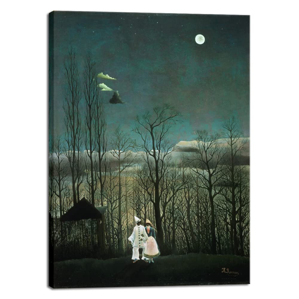 Wieco Art Canvas Prints of Carnival Evening Henri Rousseau Paintings Reproduction Canvas Prints Landscape Pictures Artwork on Canvas Wall Art for Home Office Decorations