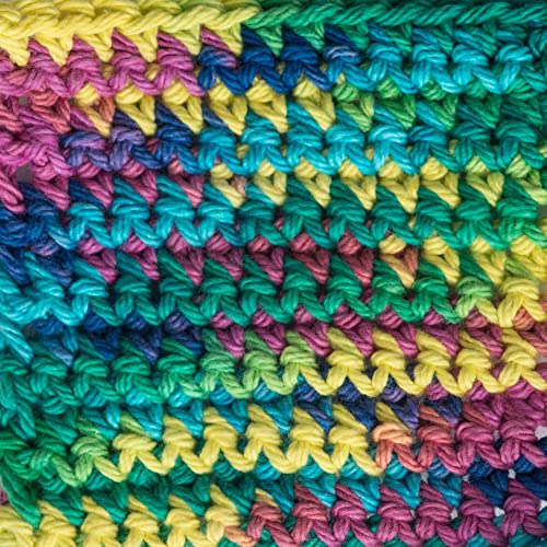 Image of Lily Sugar'n Cream 100% Cotton Yarn 6-Pack Bundle with Bella's Crafts Stitch Markers (Orange, Pink, Yellow Mix)