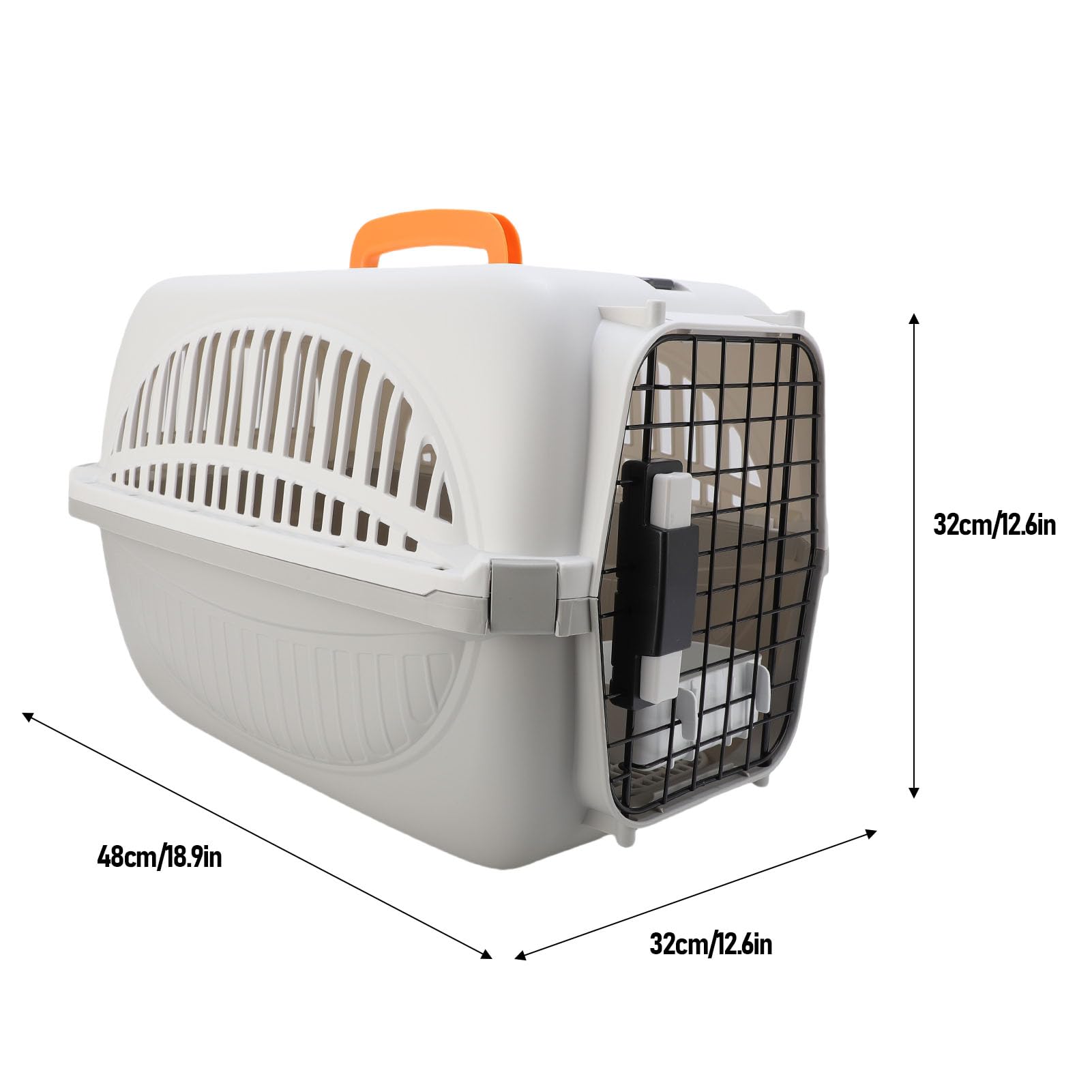 Transportín para Mascotas de Plástico Fácil de Montar Transportín para Perros de Viaje Cómodo y Seguro para Aventuras Al Aire Libre 48x32x32cm (Gray)