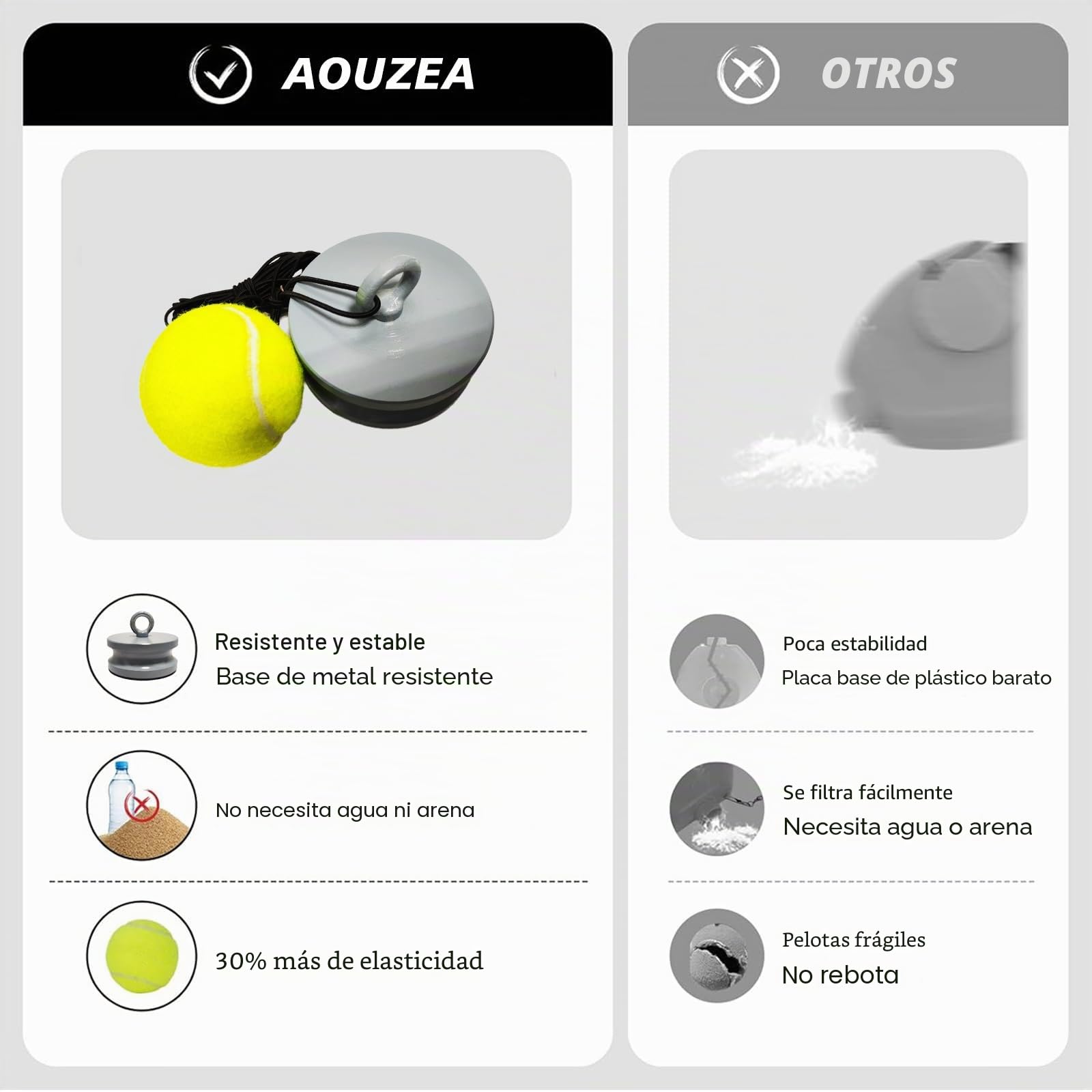 Dispositivo de Entrenamiento de Tenis con Base Metálica de 1,2 kg para Exteriores