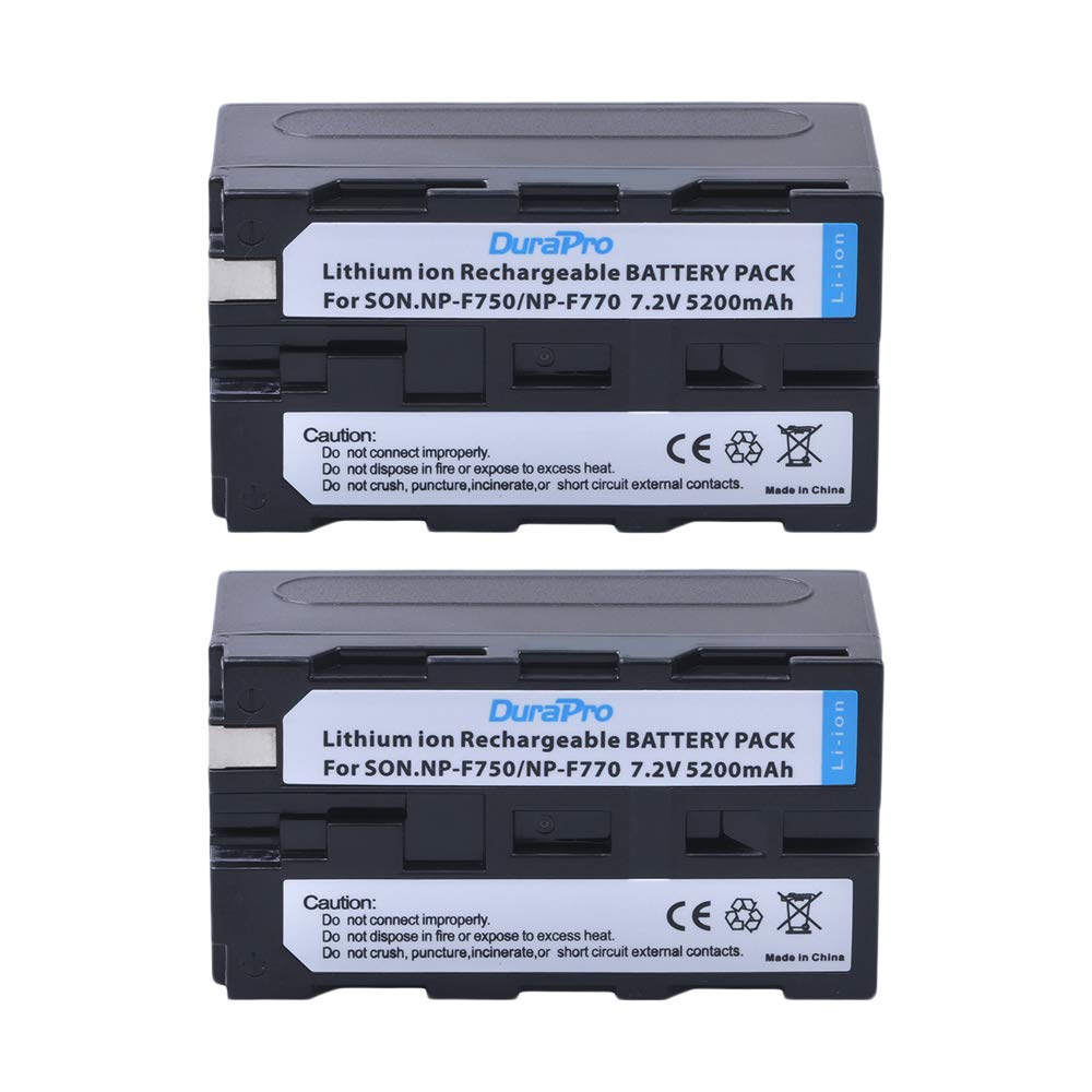 DuraPro 2 x 5200 mAh NP-F750 NP-770 Akku + LED Dual Bulit-in USB-Ladegerät mit Typ-C-Anschluss für Sony NP-F330 NP-F550 NP-F570 NP-F750 NP-F770 NP-F960 NP-F970 CCD-SC5 CCD-TRV DCR-TRV Serie Camcorder