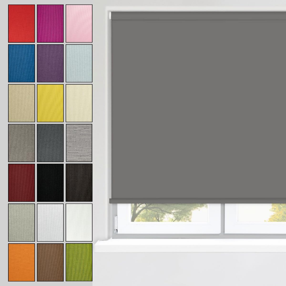 Made To Measure Roller Blinds - Thermal Blackout Blinds Polyester Fabric, Child Safe, Bespoke Thermal Window Shades, Easy Fit with Everything Included, Blackout Blinds For Bedroom