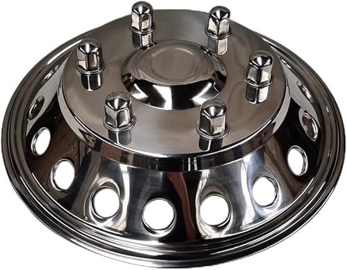 Miniatura 3 de Deebior K16A - Simulador de doble rueda de acero inoxidable pulido de 16 pulgadas, 4 tapacubos a presión, 6 lengüetas y 18 agujeros de mano para