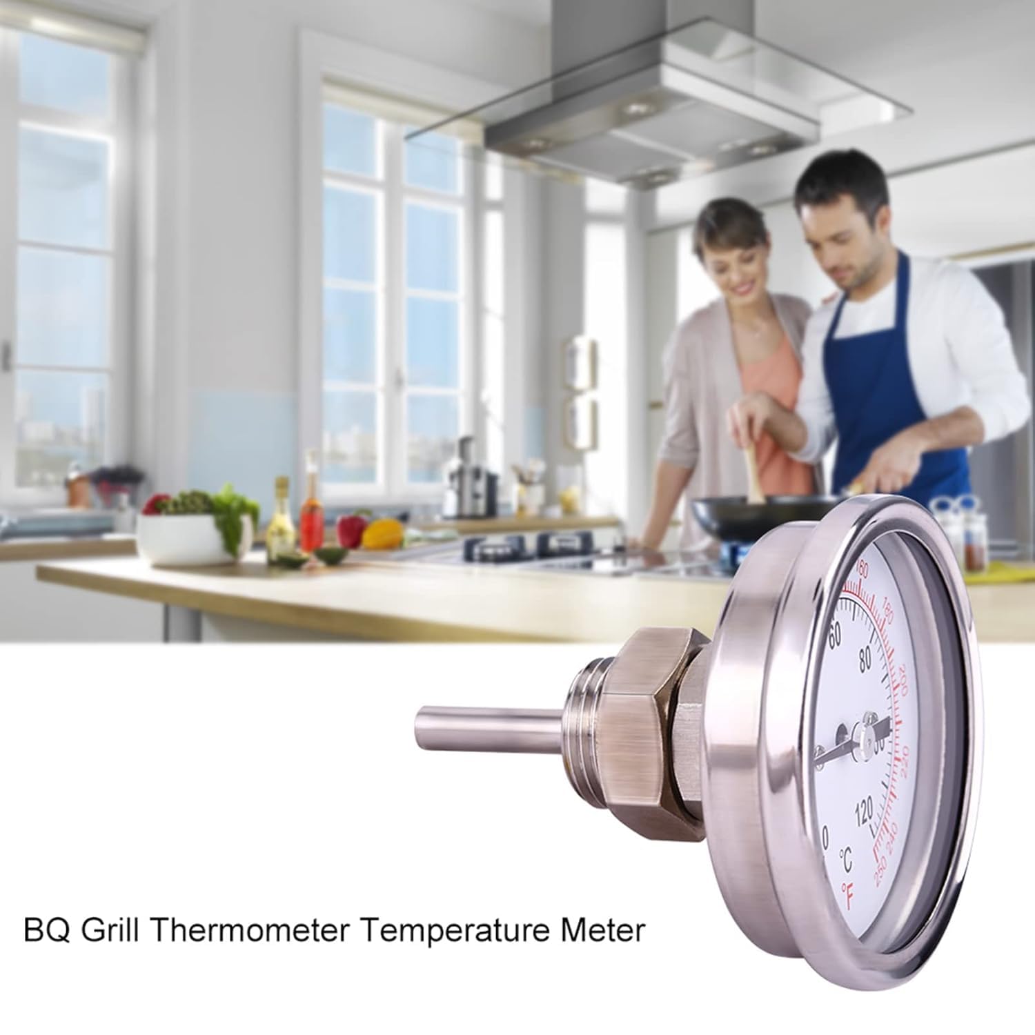 Zerodis Barbecue BBQ Pit Smoker Grill Termometro Temp Gauge Termometro da Esterno in Acciaio Inox Termometro da Forno (0 ° C - 120 ° C)