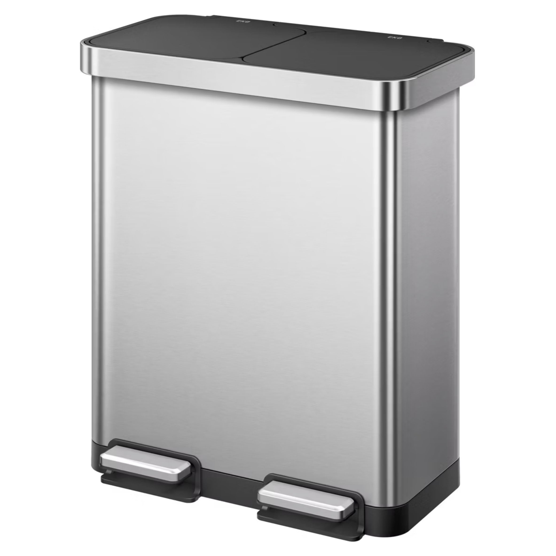 EKO Hana Deluxe Bote de Basura 40L+28L (68L) Doble Compartimento | Pedal Metálico | Acero Inoxidable Premium | Cubos Interiores Extraíbles | Ideal para Reciclaje en Cocina
