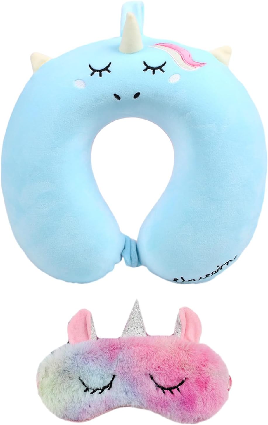 MULAIDI Coussin de cou de voyage et œil de licorne en forme de U – Coussin doux pour femmes, hommes, enfants – Soins de santé – Oreiller de cou pour les voyages