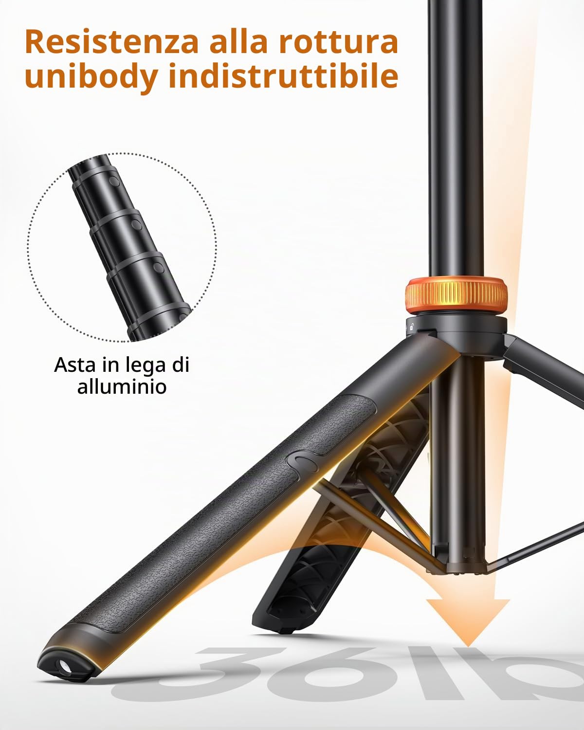eucos Treppiede per cellulare per smartphone e bastone per selfie con telecomando, 158 cm, componenti strutturali e segmento estensibile, estensibile, girevole, per iPhone/Android