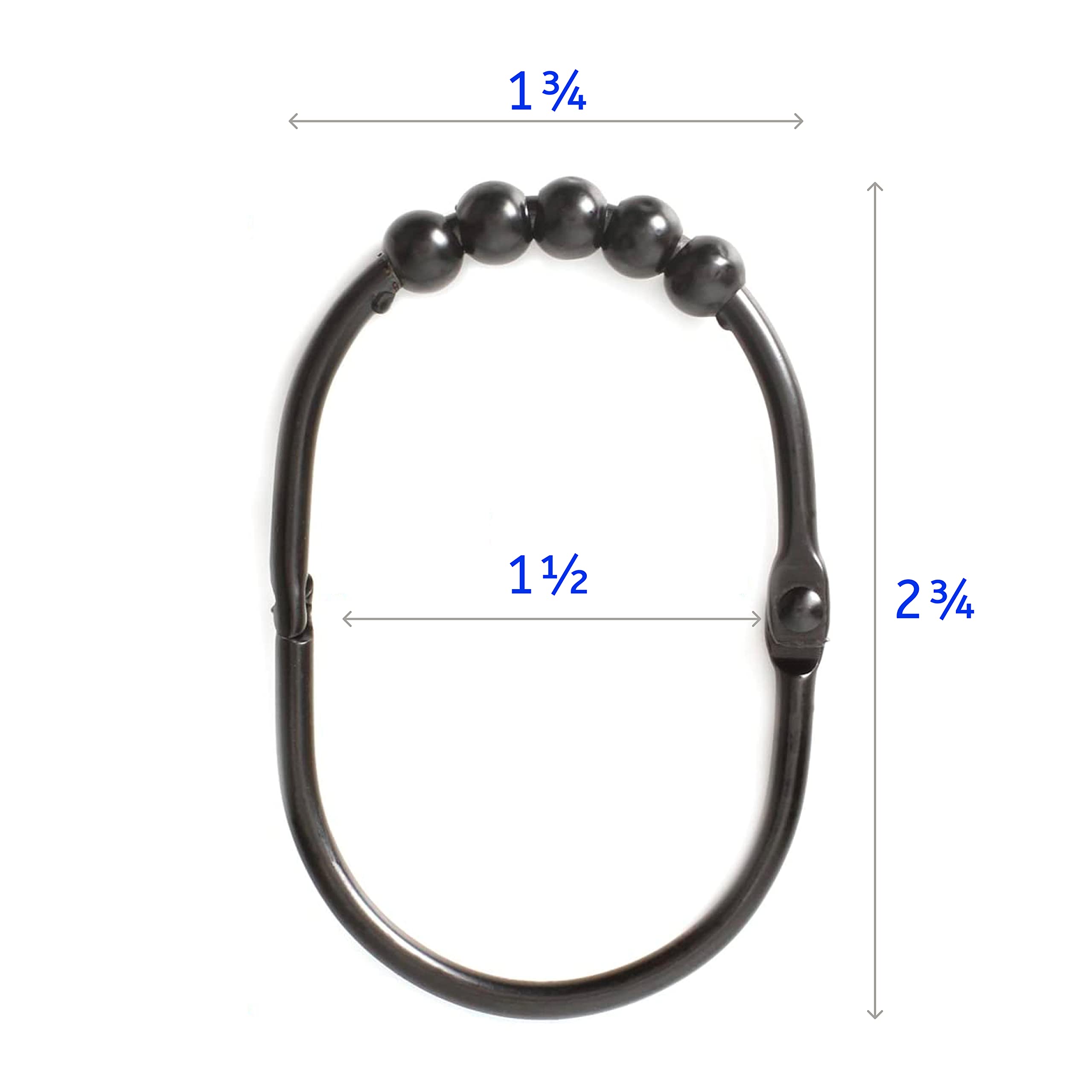 2 Lb. Depot Ganci per tende da doccia larghi, acciaio inossidabile, set di 12 (nero)