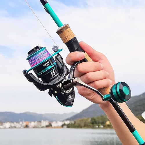 Miniatura 8 de Sougayilang Fishing Rod and Reel Combo, Stainless Steel Guides Fishing Pole with Spinning Reel Combo for Saltwater and Freshwater Azul - M/MH Twin