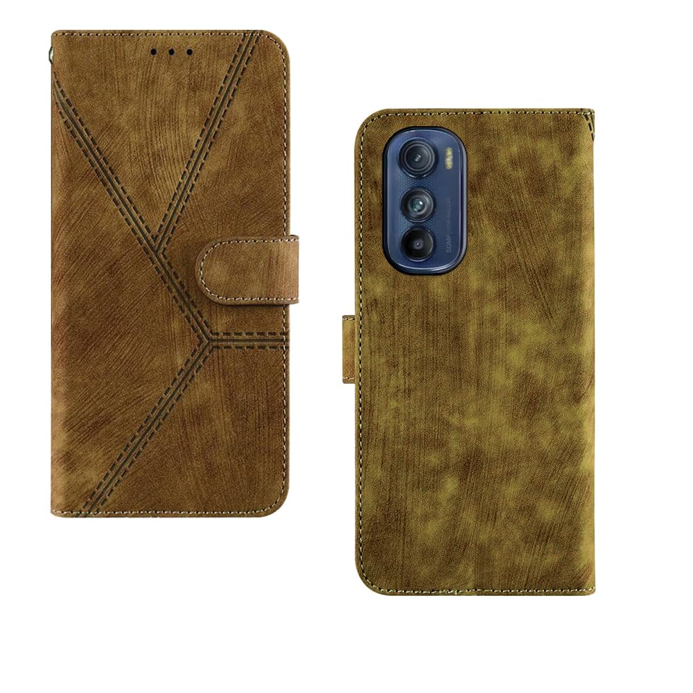 Inktree Moto Edge 30 Flip Case | with Built in RFID Blocking Material | Card Pockets Wallet & Stand | Flip Cover for Moto Edge 30 - Brown (B0CCLH7XMJ) Amazon Price History, Amazon Price Tracker
