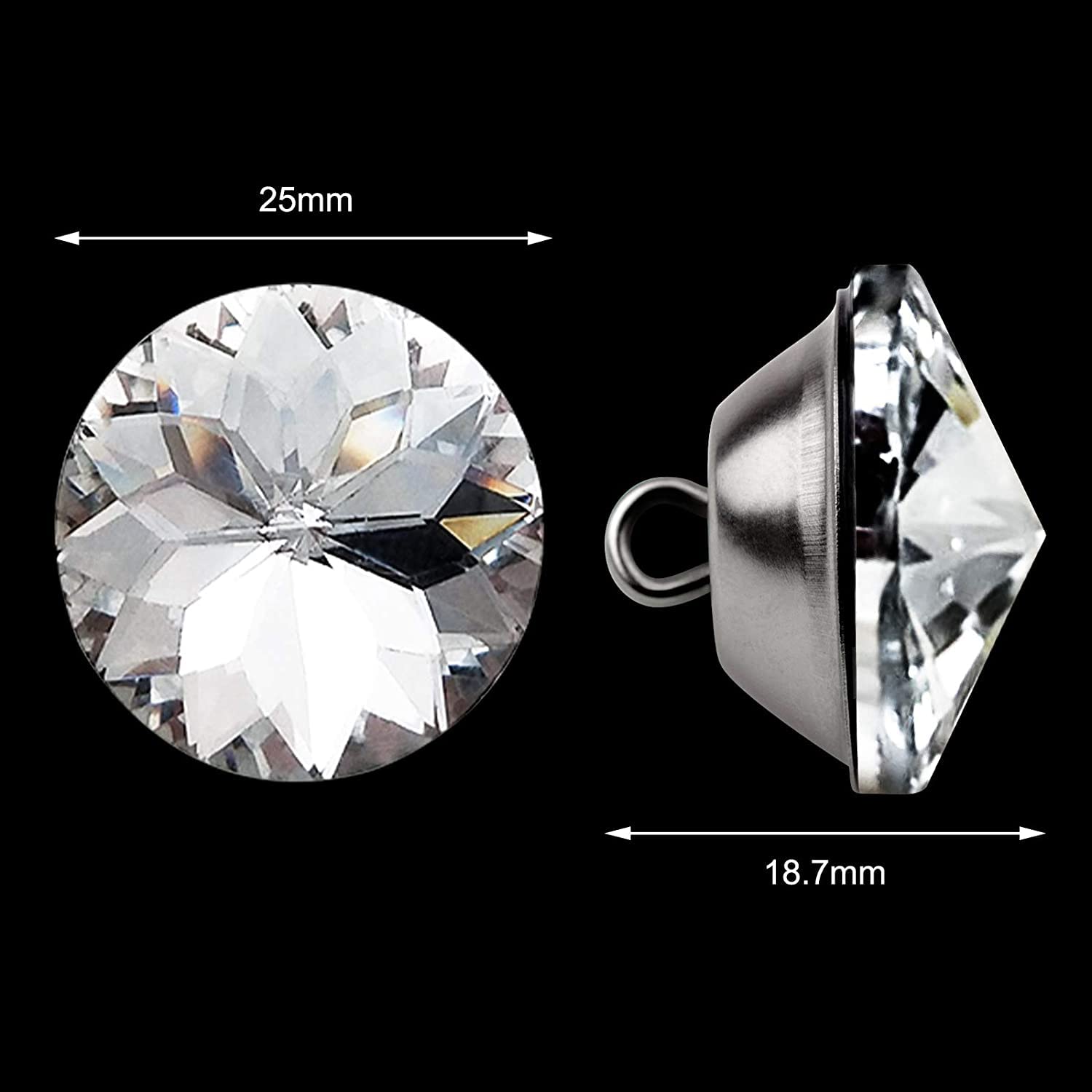 Niewidoczne zatrzaski guziki do szycia, kryształowy guzik, 50 szt. 25 mm jasne diamentowe guziki świecące guziki okrągłe ozdobne guziki Bling Snap Design Kryształowe guziki do szycia (Redbud)