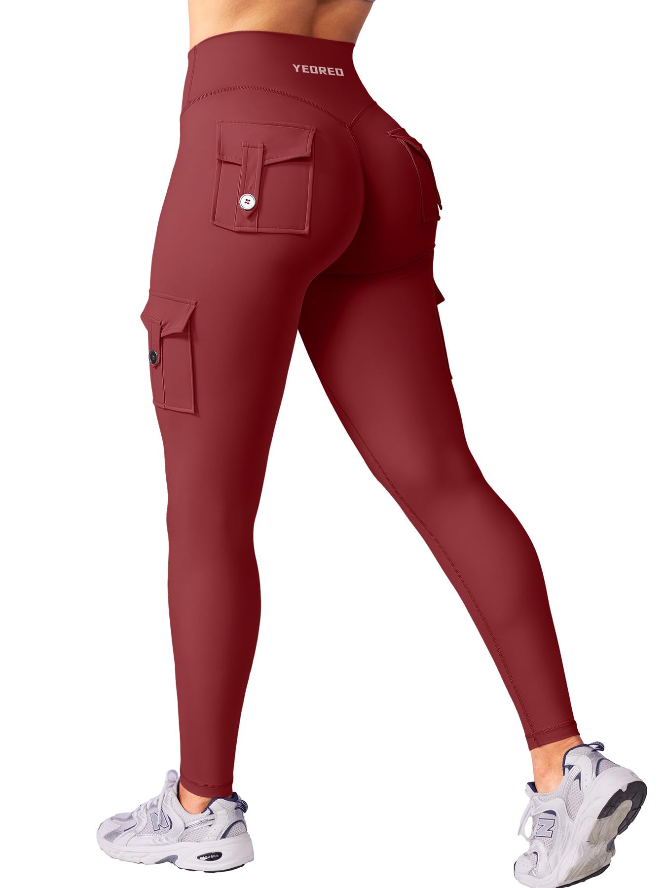 YEOREO CoreFlex Sport Leggings Damen Mit Taschen Invisible Scrunch Butt Gym Leggings High Waist Boom Booty Seamless Push Up Blickdicht Yoga Sport Leggings