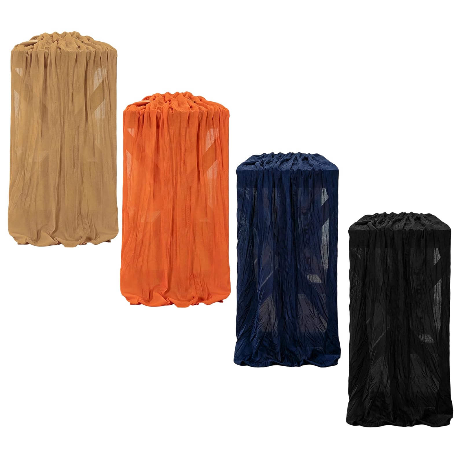ZEPFJHE 4PCS / Pack Pleats Table Cover for Special Event Classical Cheesecloth Gauze Fabric Long Table Runners Party Decoration Gauze Runner