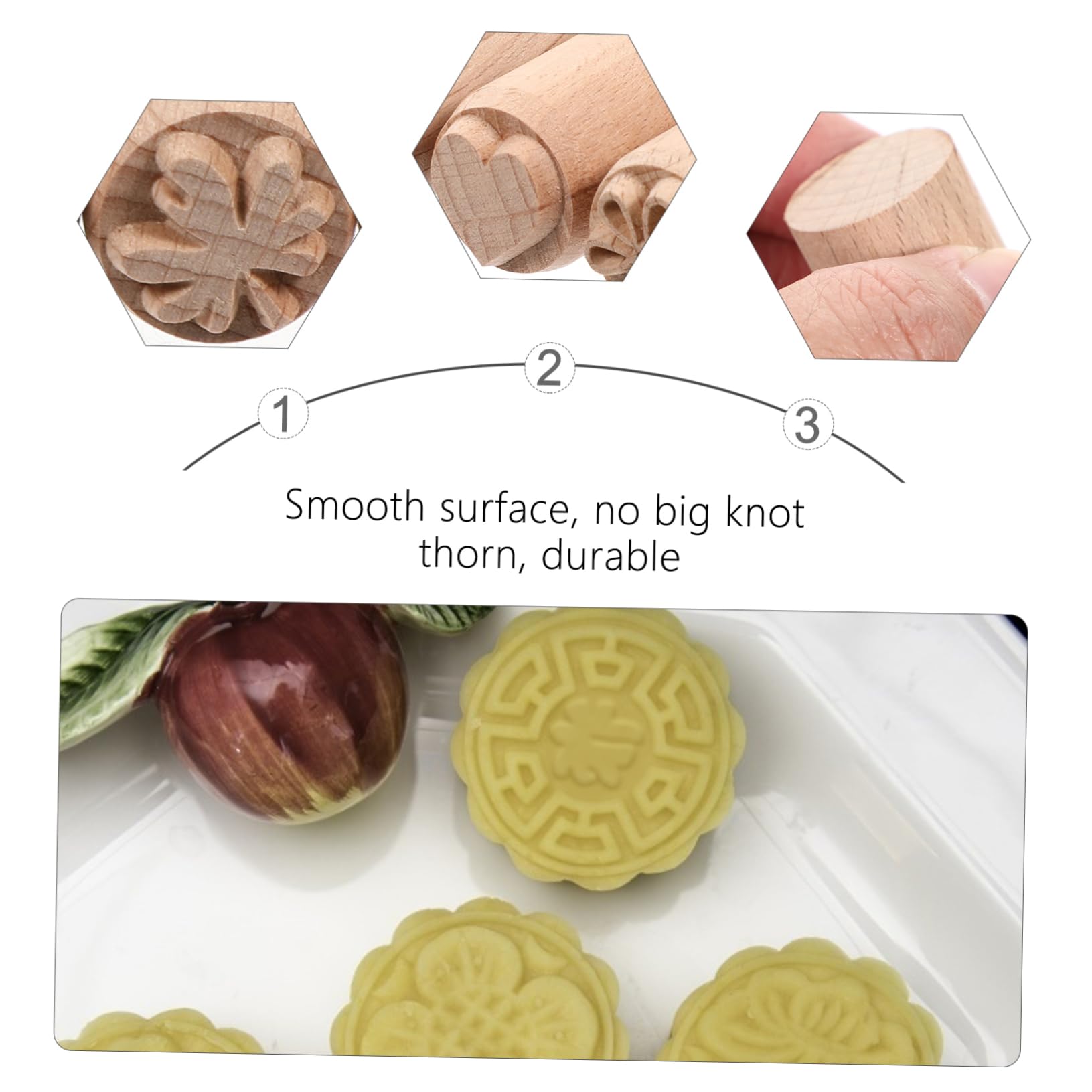 3stücke Wooden Pottery Stamps Aus Natürlichem Holz Inklusive Designs Wie Daisy Herz Und Ahornblatt Für -tonprojekte Und Bastelarbeiten