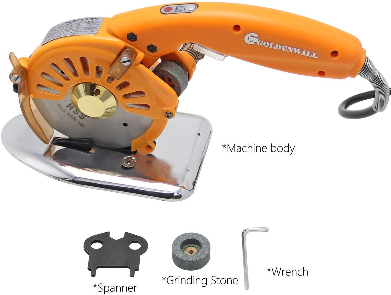 CGOLDENWALL Electric Rotary Fabric Cutter Scissors Cloth Cutting Machine Cloth Cutter Ideal for Multi-Layer Cloth Leather Fabric Paper 4-Inch Round Blade & LED Light (Cutting Range:≤ 27mm)