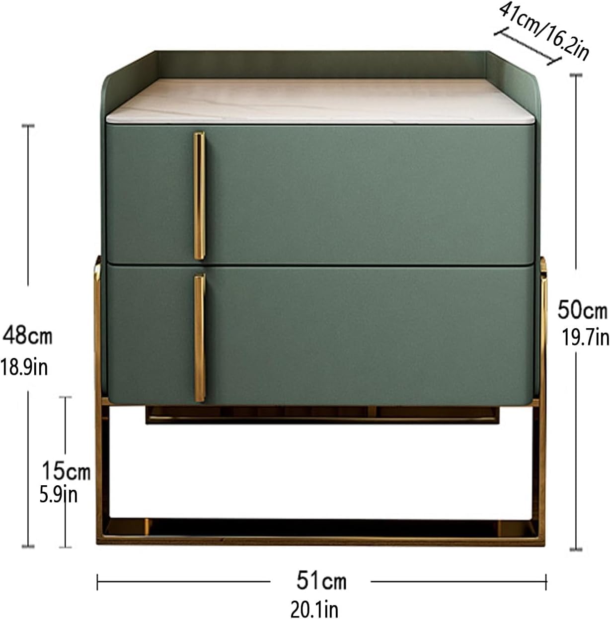 Juego de 2 mesitas de noche modernas con acabado de cuero con cajones, mesitas de noche estrechas para dormitorio, marco de pedestal de metal, mesita de noche para mesas auxiliares de cama