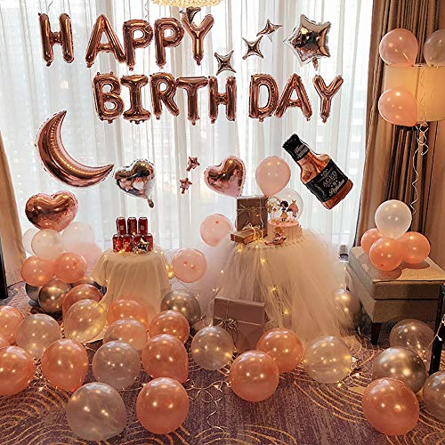 Image of KALOR 12 Inch Metallic Rose Gold Balloons, 50 Pcs Latex Helium Metallic Balloons for Kid's Birthday Party, Baby Shower, Wedding, Graduate Party Decorations
