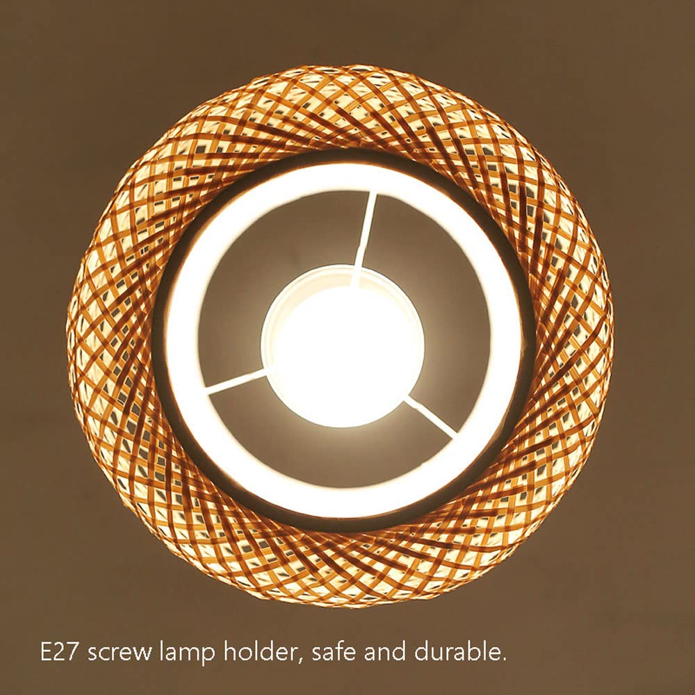 Pantalla De Lámpara De Cesta De Mimbre De Luz Colgante De Pasillo Araña De Nido De Pájaro Natural De Techo De Estilo Asiático Lámpara Colgante De Mimbre De Bambú para Iluminación Interior