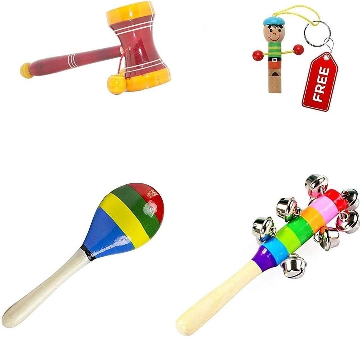 Simple Days Baby Rattle Wooden Musical Toys - Set of 3