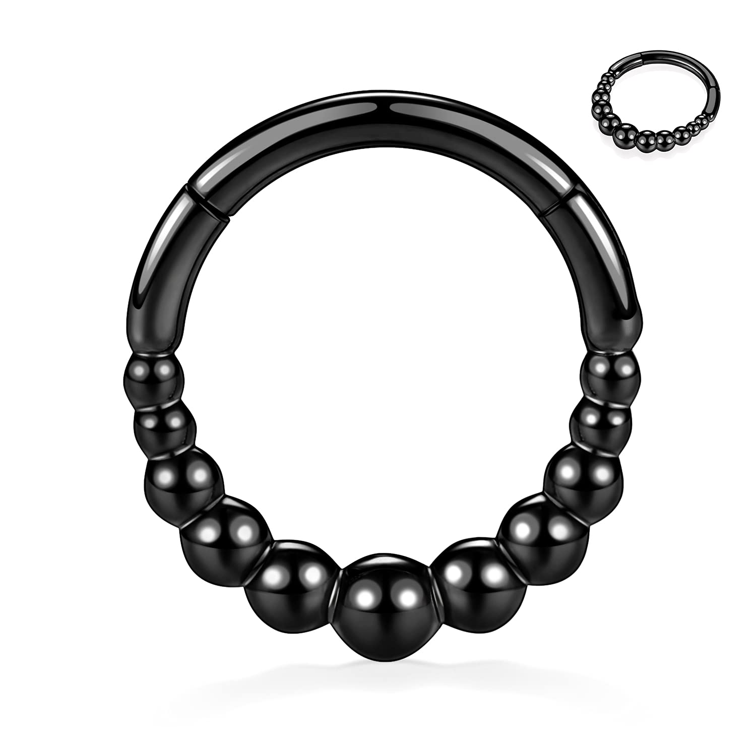 hengkaixuan 16G Septum Nose Rings Hoop Daith Earrings Surgical Steel Septum Clicker Ring Hirned Segment Seamless Clicker Ring Conch Hoop Ring Unisex Earrings Hoop Daith Piercing Jewellery