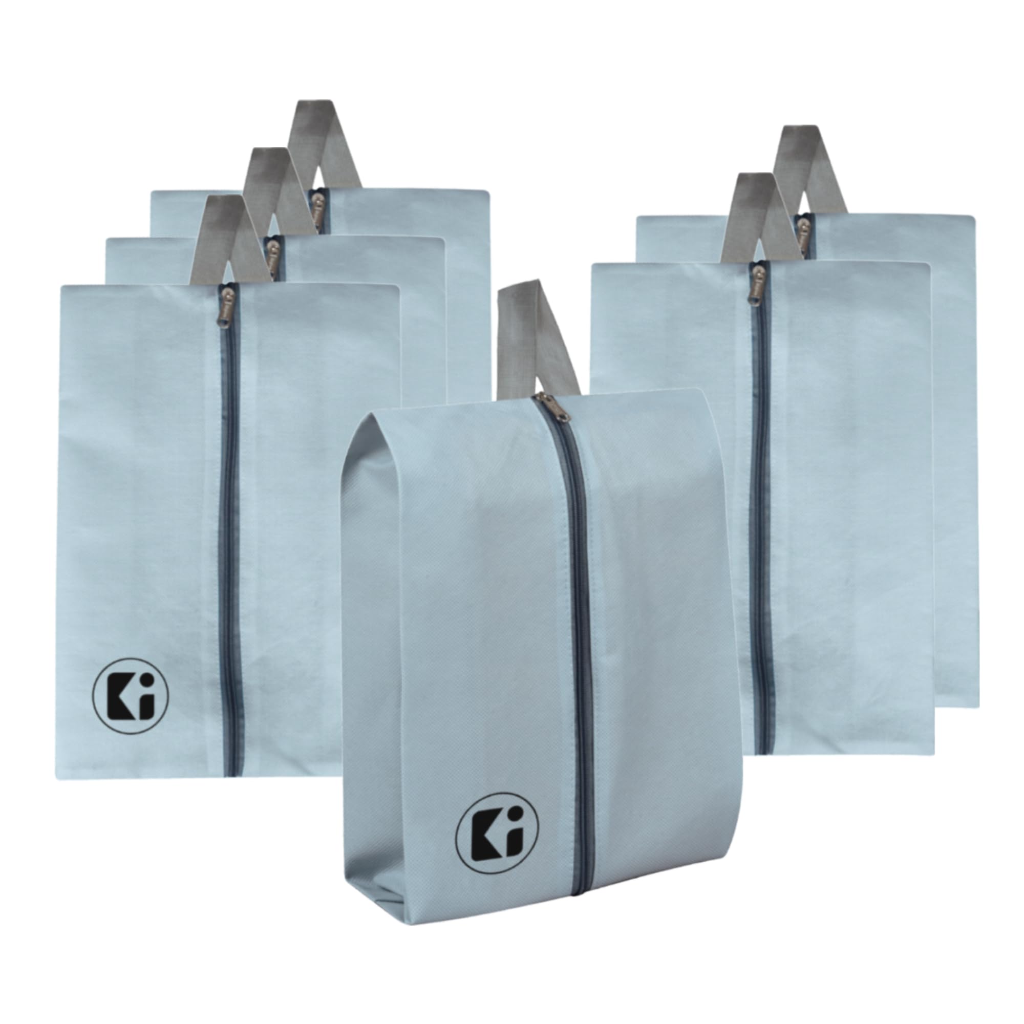 Urbane Home Pack of 6 Shoe Bag For Travel | Drawstring Footwear Pouches & Toiletries Packing Bags/Covers For Travelling | Plain - Grey-image-32