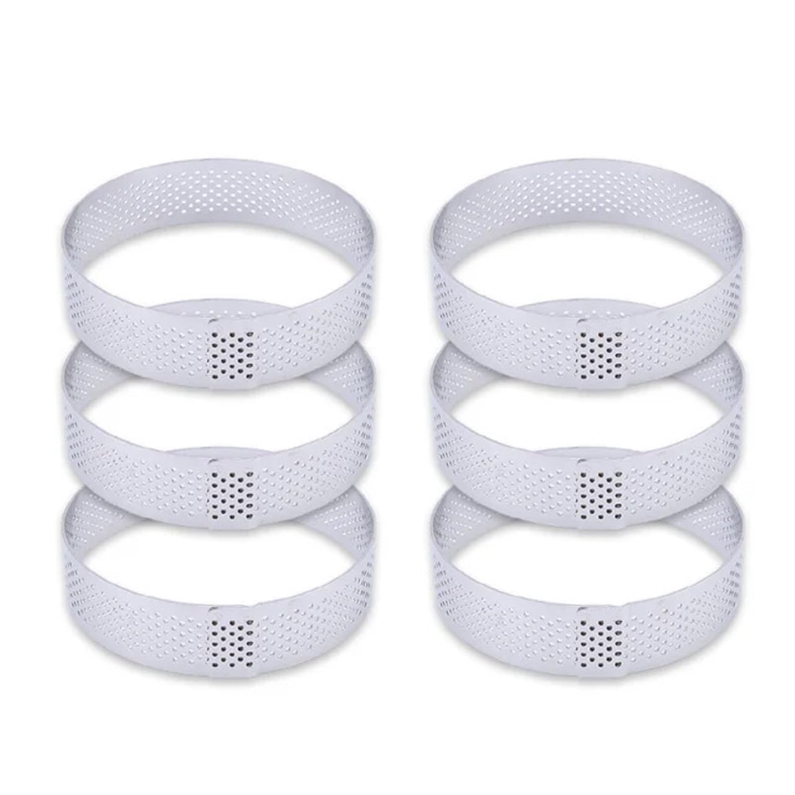 Anillos Para Tartas Anillo redondo perforado for tarta, molde for Tartas de fruta de acero inoxidable for hornear postres, moldes for pasteles y Mousse, herramientas de cocina Para Postre，Tartas(6PCS