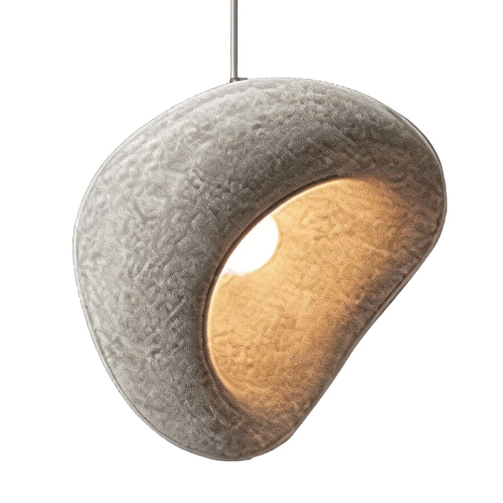 ESIYUVO Pebble-Shaped Openwork Chandelier Minimalist Wabi-sabi Hanging Lamp High-Density Polystyrene Pendant Light Adjustable Bedside Lighting Fixture E27 for Entryway Dining Room Bedroom Bar Corner