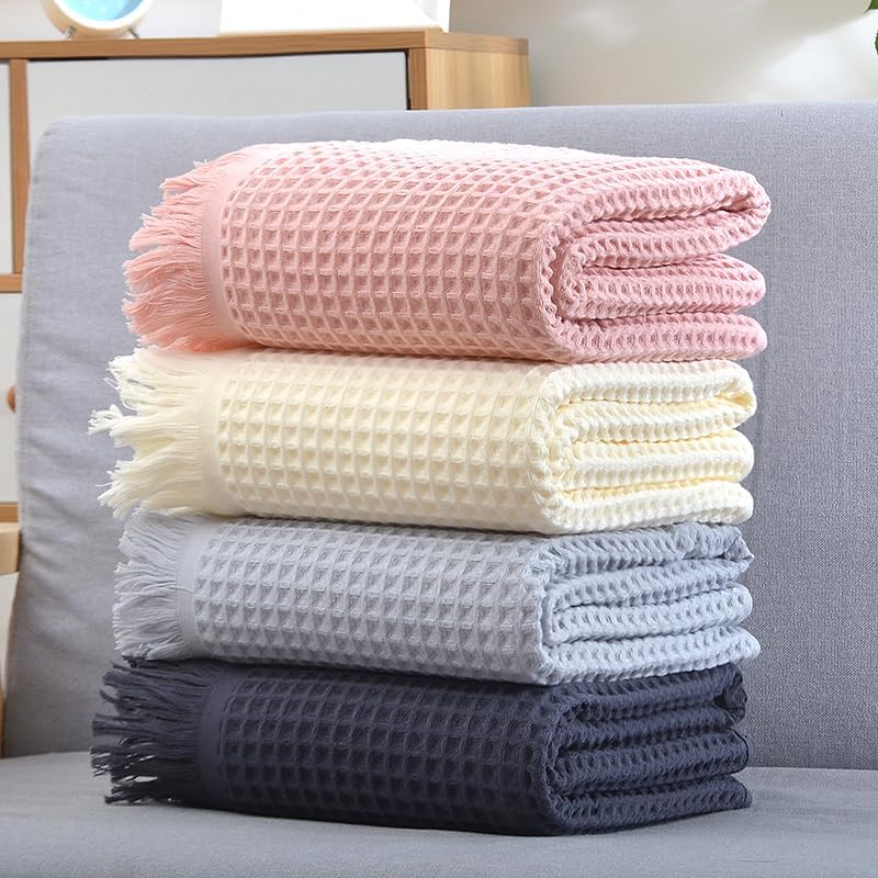 Cobertor de algodão waffle, luxuoso ultramacio e leve para cochilo de escritório, sofá, sofá e viagens - decoração de casa aconchegante para todas as estações, 89 x 180 cm