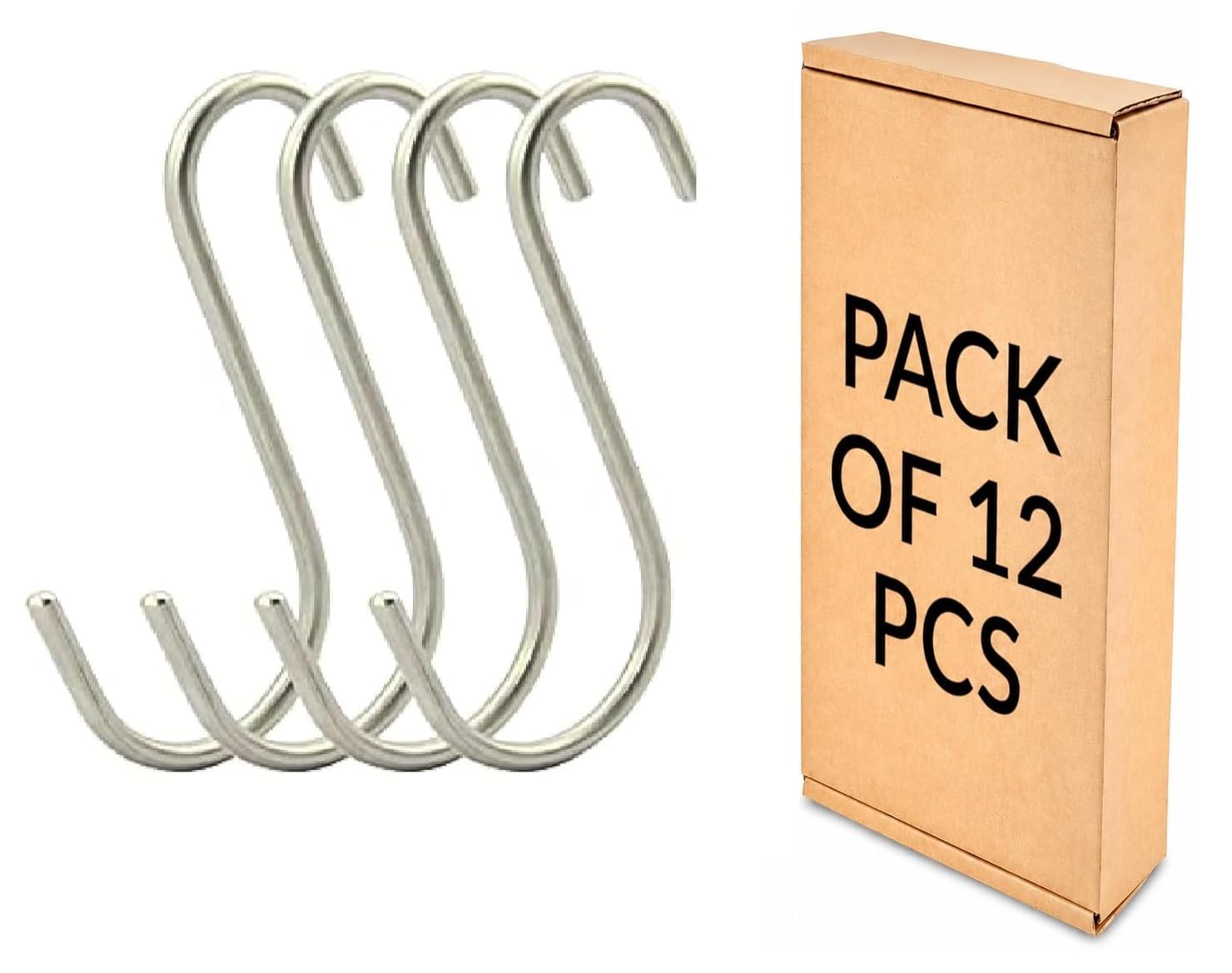 Q1 Beads 12 Pcs Pure Stainless Steel S Shaped 4" inch S Hooks Hanger for Hanging Indoor/Outdoor Multiple uses(10 cm x 5 cm)-image-19