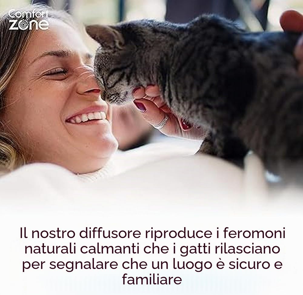 Confezione ecologica di 4 ricariche per diffusore Comfort Zone (120 giorni) – feromoni: riduce lo stress, la marcatura urinaria, i graffi e altri comportamenti problematici.