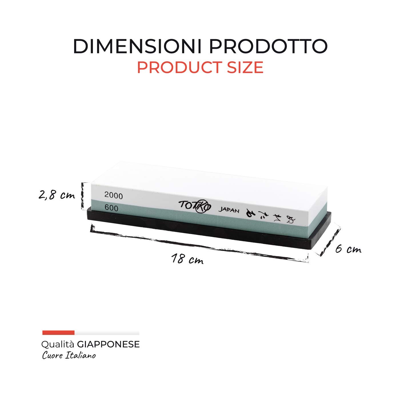 Pietra affilacoltelli ad acqua giapponese, cote con materiale 3 volte più duraturo per affilatura coltelli professionali, grana 600/2000 - TOTIKO Japan Knives