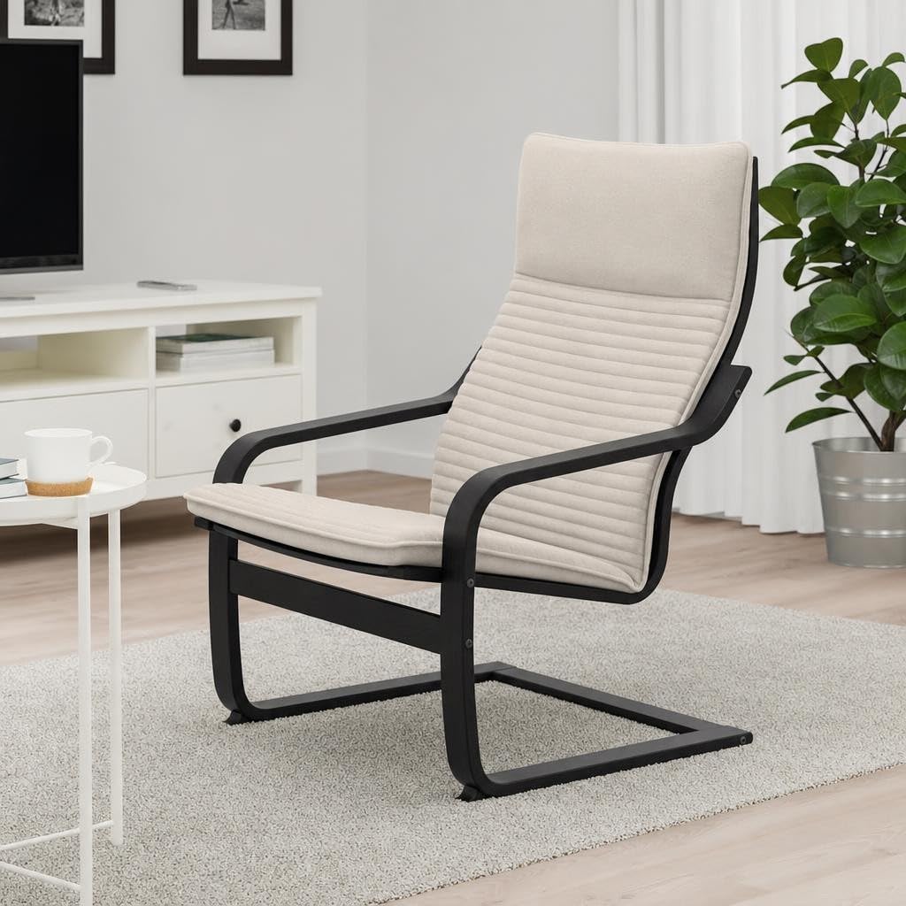 Amazon.co.jp: IKEA Poang アームチェア ブラック ブラウン クニサ