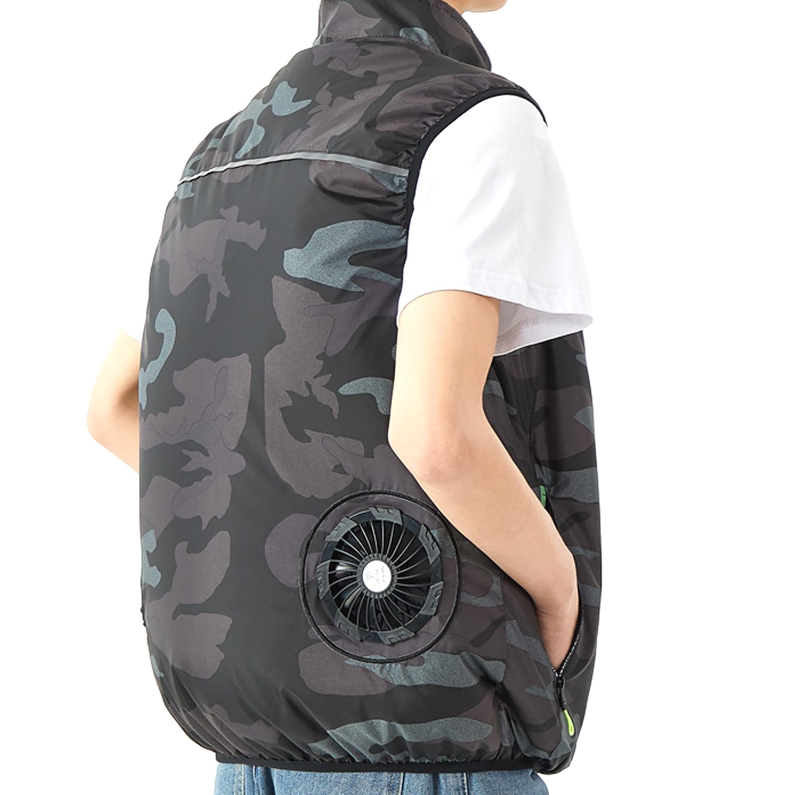 KnchyCooling Fan Vest Air Conditioned Vest with 3 Level Fan Inflatable Jacket for Welder Iron Worker Mailman Motorcycle