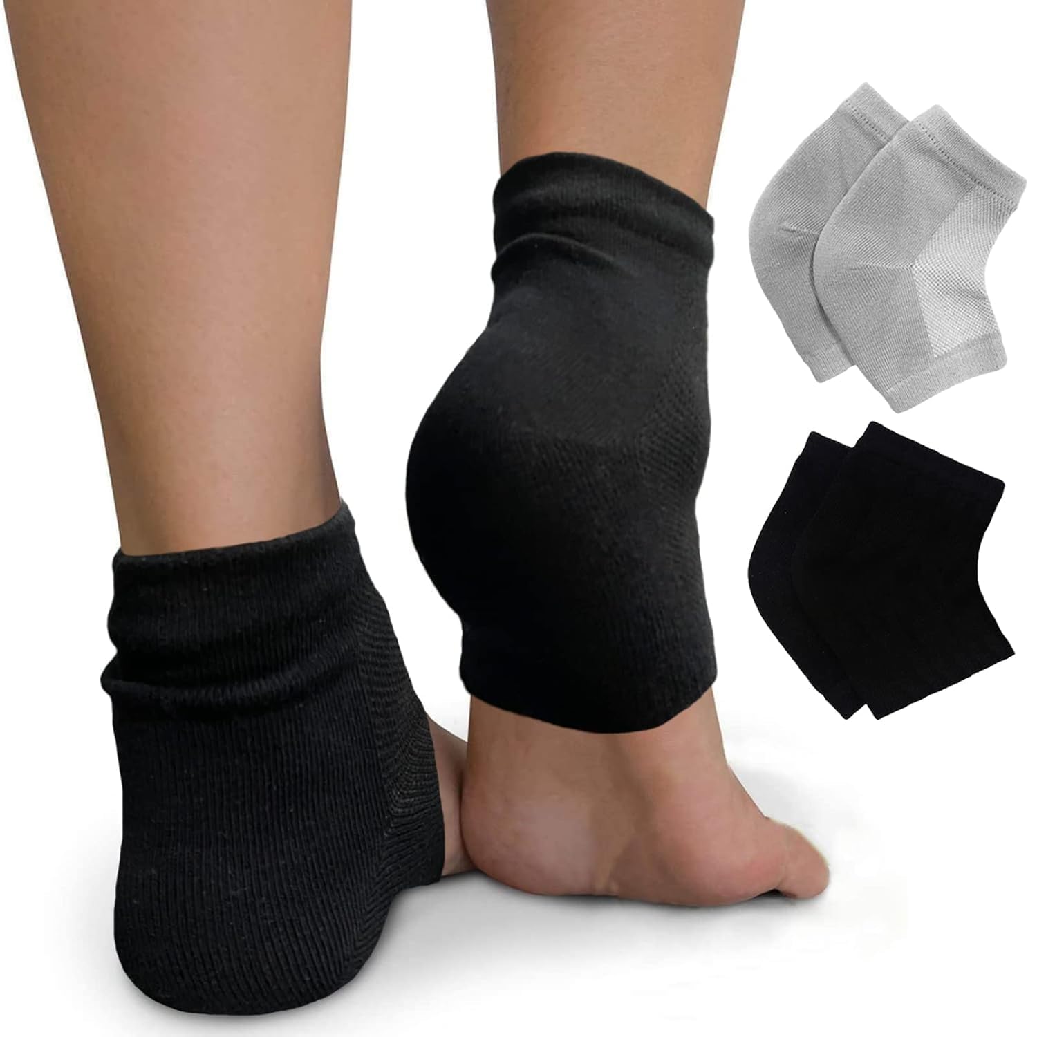 EXIFYLL Heel Pain Relief Silicone Gel Pad Heel Protector Socks with Spa Botanical for Men and Women Soft Cotton Heel Socks, Dry Cracked Skin Free Size ,Heel Pain Relief Silicone Gel Pad Heel Protector Socks with Spa Botanical for Men and Women Cotton Socks 4