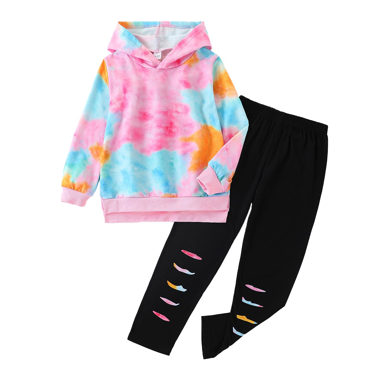 Kid Girls Clothes - Girls Outfits Tie Dye Tops and Leggings Pants 2 Piece Spring Clothes Set Pink 4-5T