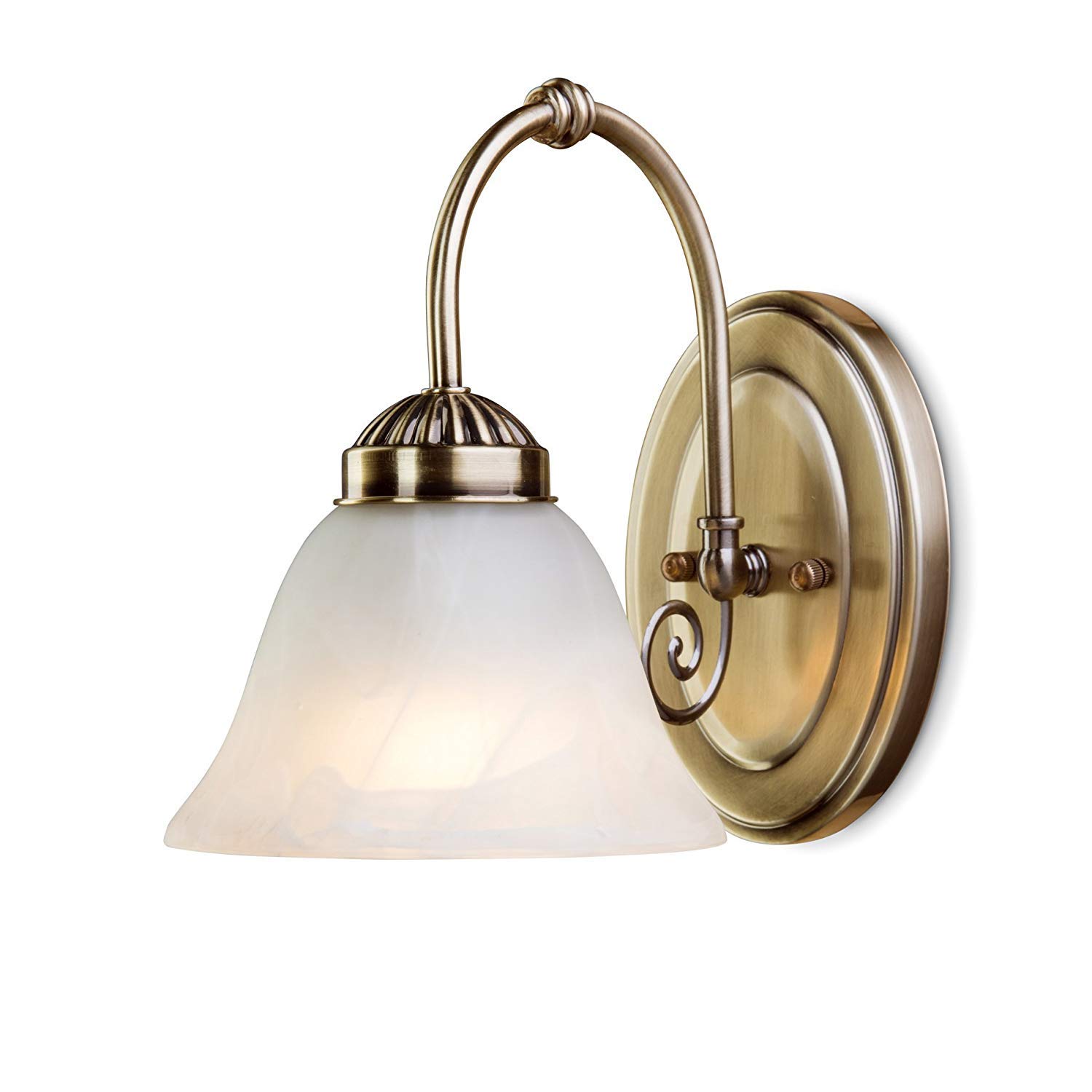 Lighting Supermarket Elegant Diner Downlighter Wall Light/Dining Room/Living Room - Antique Brass - Alabaster Glass Shade