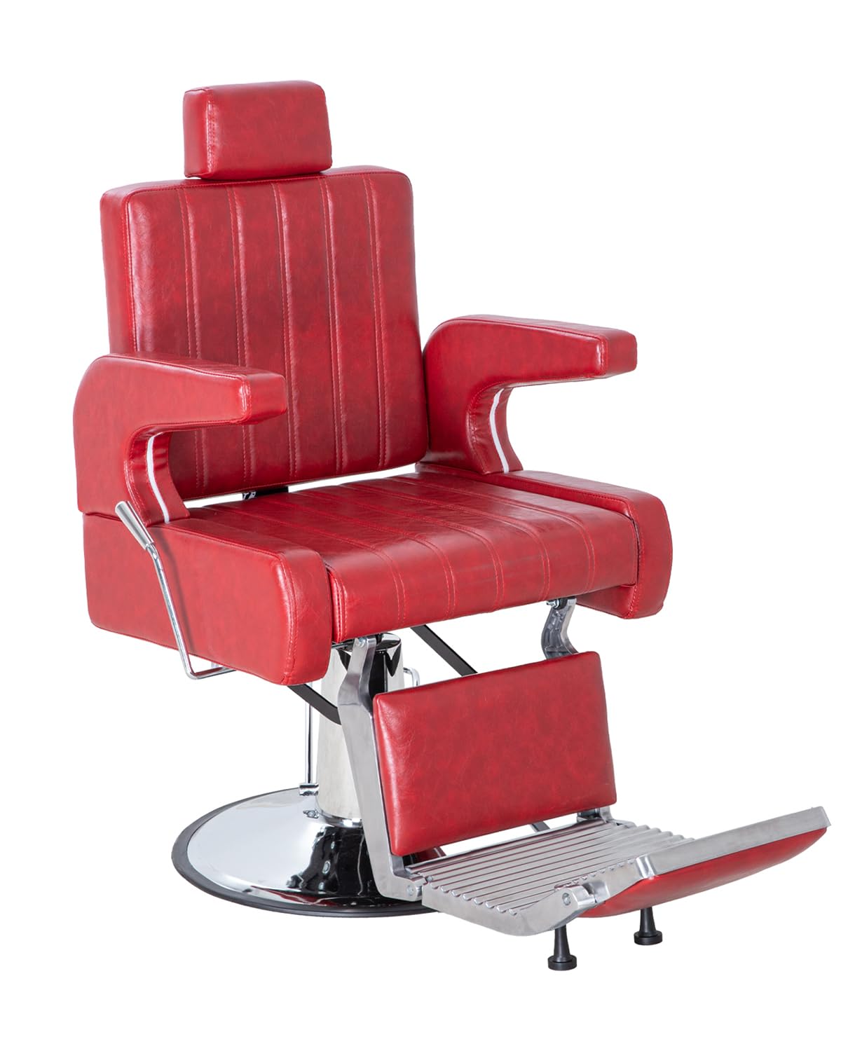 Salon Barber Chair for Hair Stylist, Reclining Beauty Chair with Heavy Duty Hydraulic Pump, 360° Swivel Hair Styling Chair for Barbershop Beauty Spa Salon Home (Red)