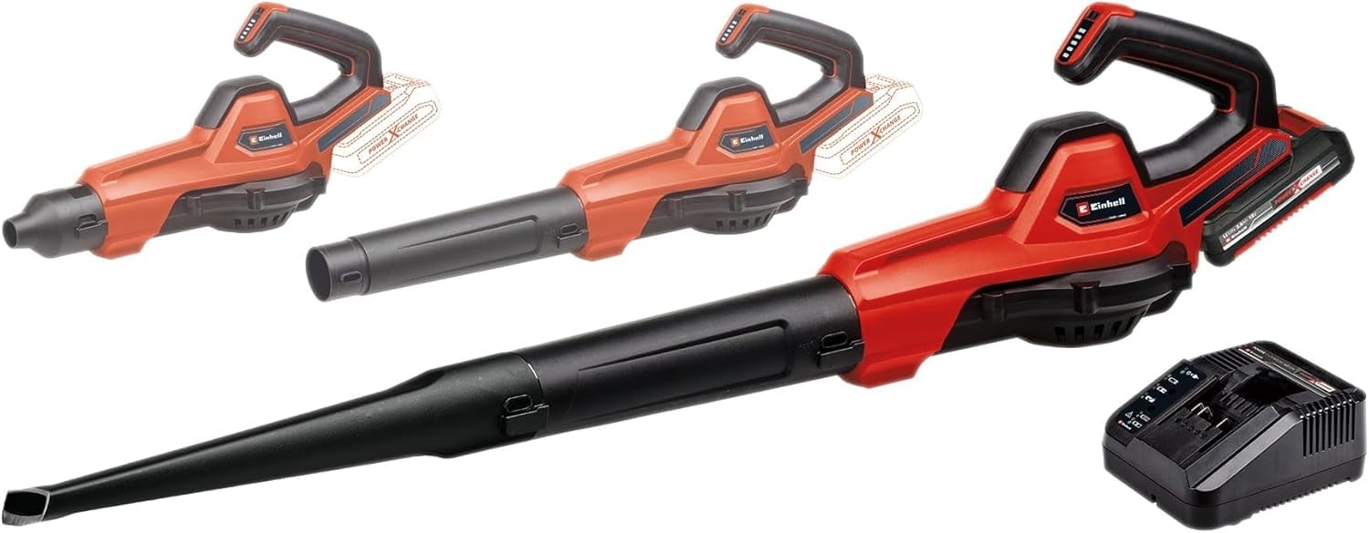Einhell Soplador universal GE-ULB 18 Li E-Kit Power X-Change (18V, velocidad del aire 250 km/h, tubo de 3 piezas, ajuste de velocidad electr. con indicador LED, incl. batería de 2,0 Ah y cargador)