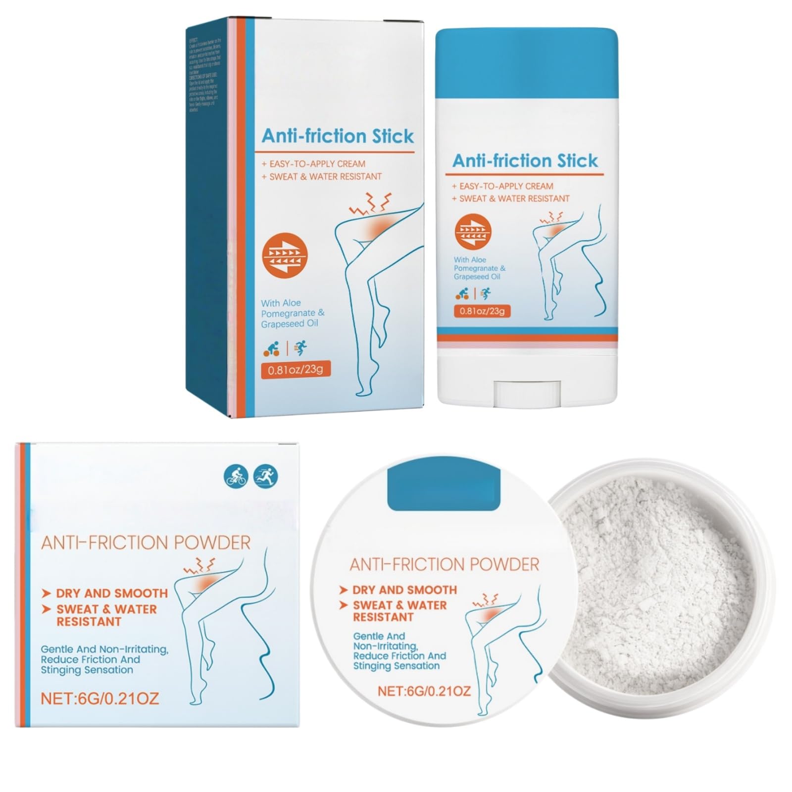 NBOFOL 2PCS Anti Chafing Cream & Anti-Friction Powder