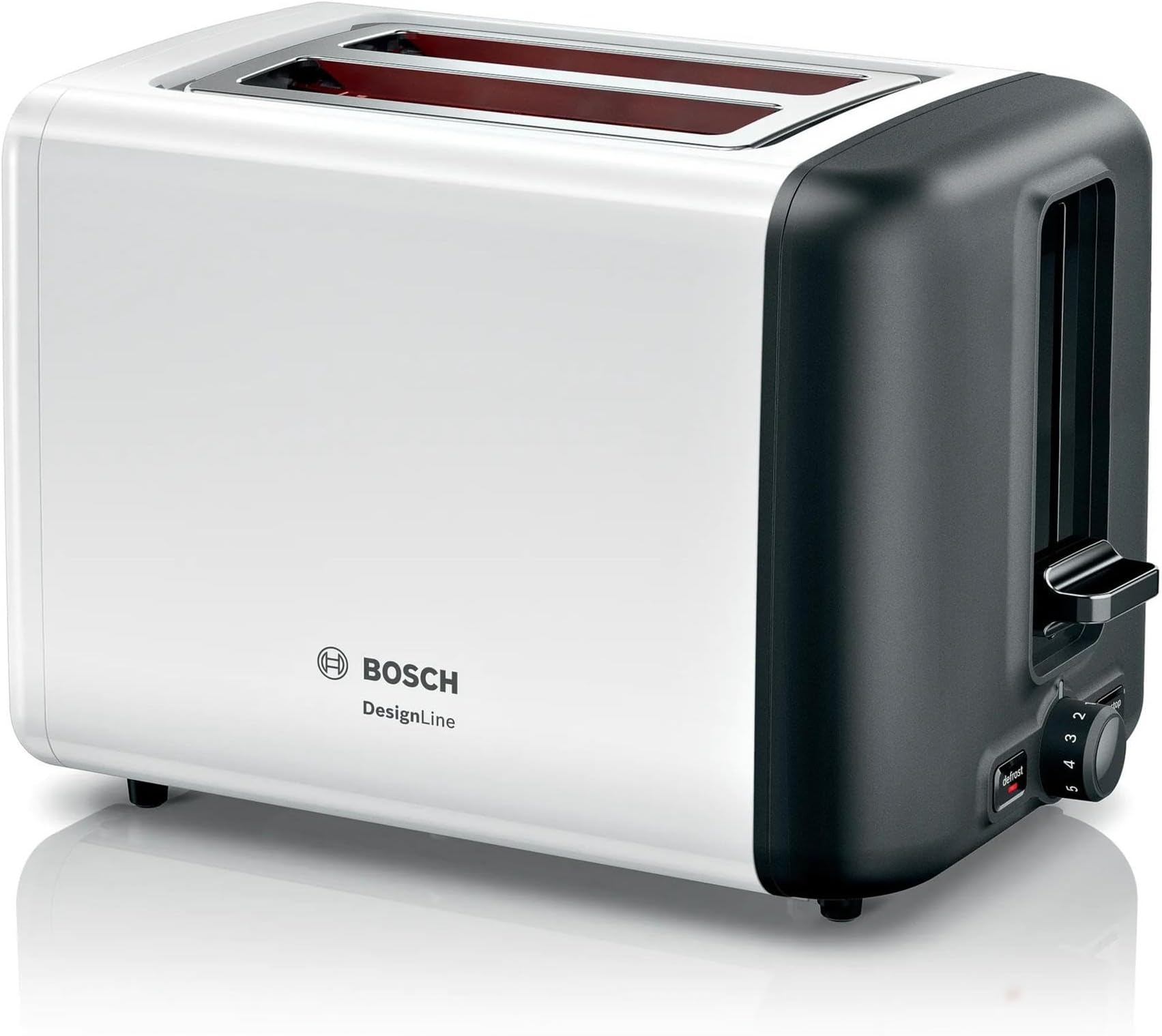 Bosch TAT3P421GB DesignLine Stainless Steel Toaster, Two Slice - White
