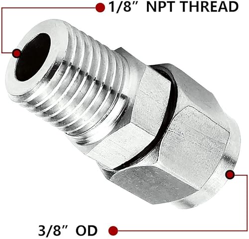Miniatura 21 de Beduan Férula de montaje de compresión de acero inoxidable 304, tubo de 5/16 "OD x 1/4" NPT macho, adaptador recto conectar con virolas dobles