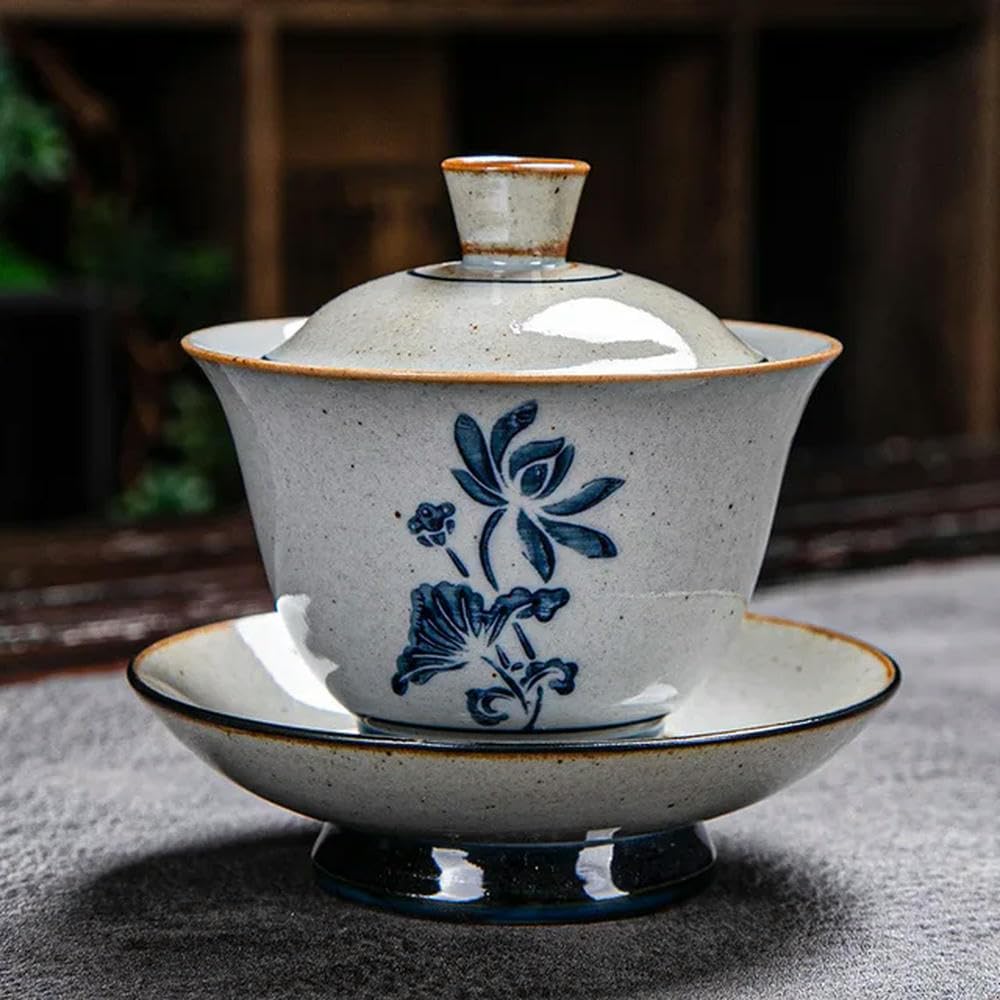 Porcelanowy zestaw do herbaty Gaiwan Kung Fu, Ceramiczny zestaw do herbaty Gaiwan wielokolorowy 180 ml(Calliopsis)