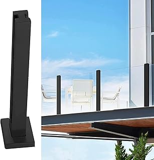 Garden Deck Stairway Fencing Clamp Posts Black Glass Panels Post for 10mm or 12mm Glass Panel,Stainless Steel Glass Railing Post for Hotel Restaurant Deck Railing ( Color : Mid Post , Size : 105cm/41.