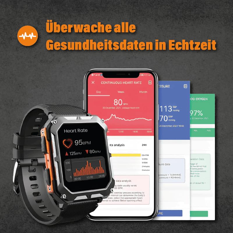 StahlGear Stahlgear Thor Smartwatch, 1,81 inch HD-display, waterdicht StahlGear Stahlgear Thor Smartwatch, 1,81 inch HD-display, waterdicht