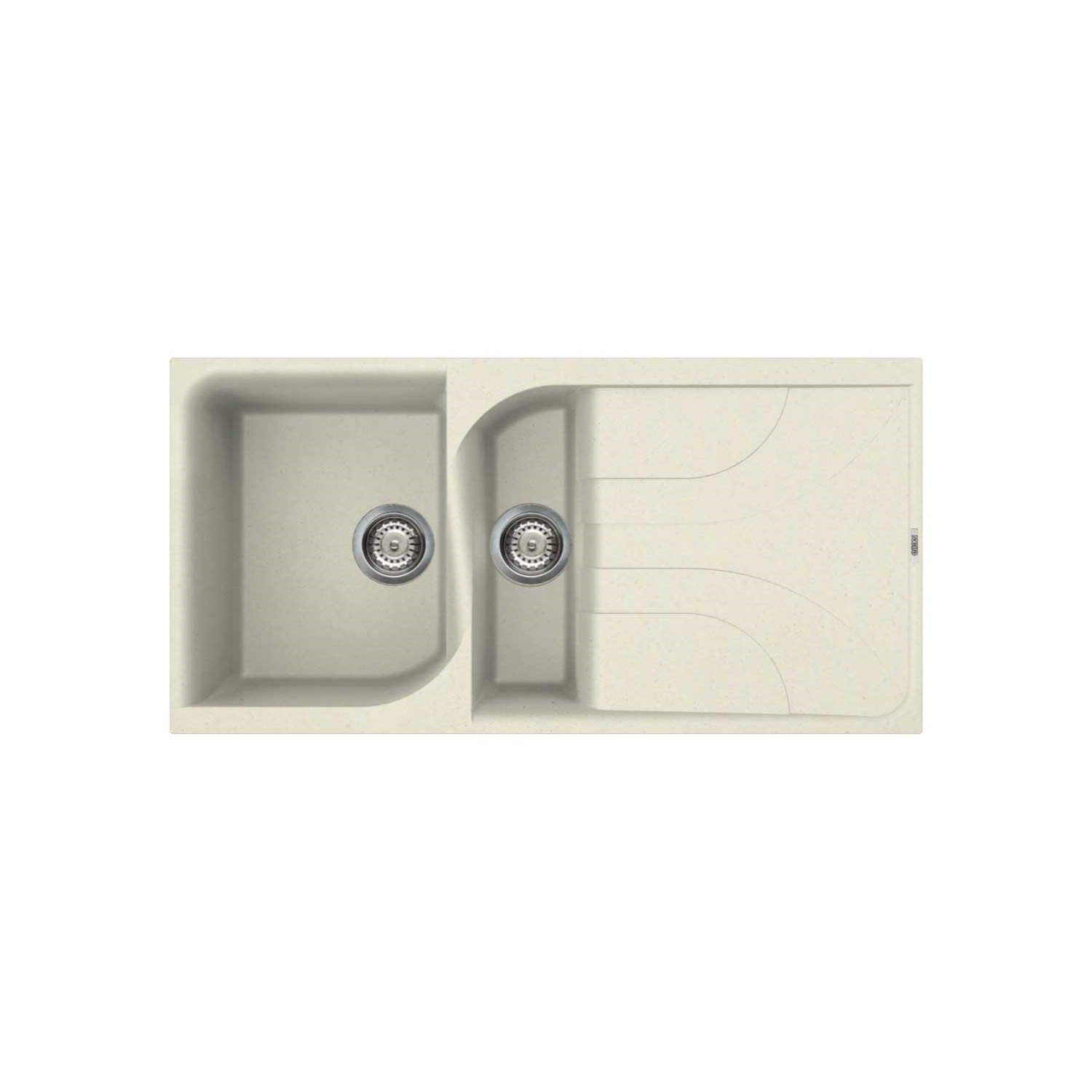 Reginox Cream Ego475-C 1.5 Bowl Regi-Granite Composite Sink With Reversible Drainer Granitetek