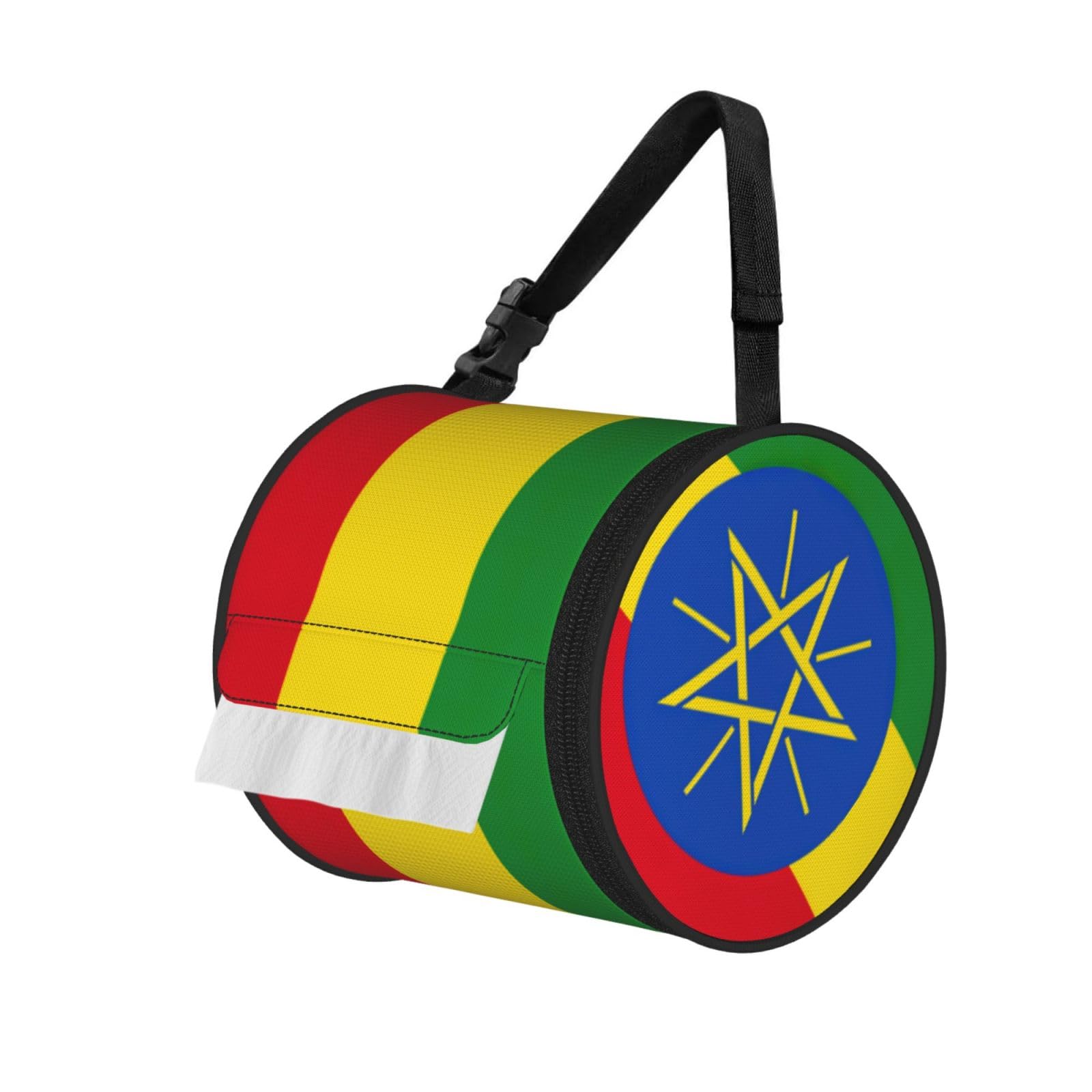 Flag Of Ethiopia Print Fashion Tissues Organizer Box, Hanging Tissue Holder For Purse Coins For Car Office Daily Outing