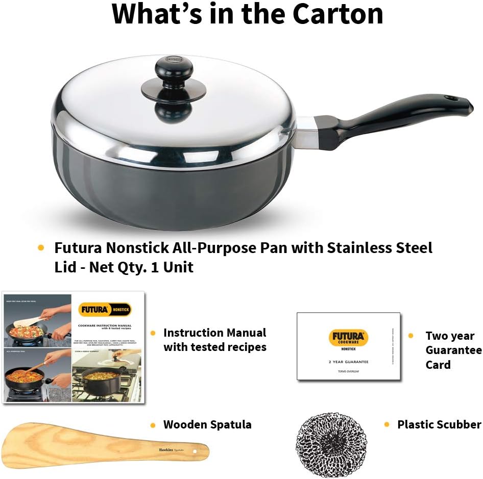 Hawkins Futura Nonstick All-Purpose Pan 2.5L, 22 cm, 3.25 mm with SS lid