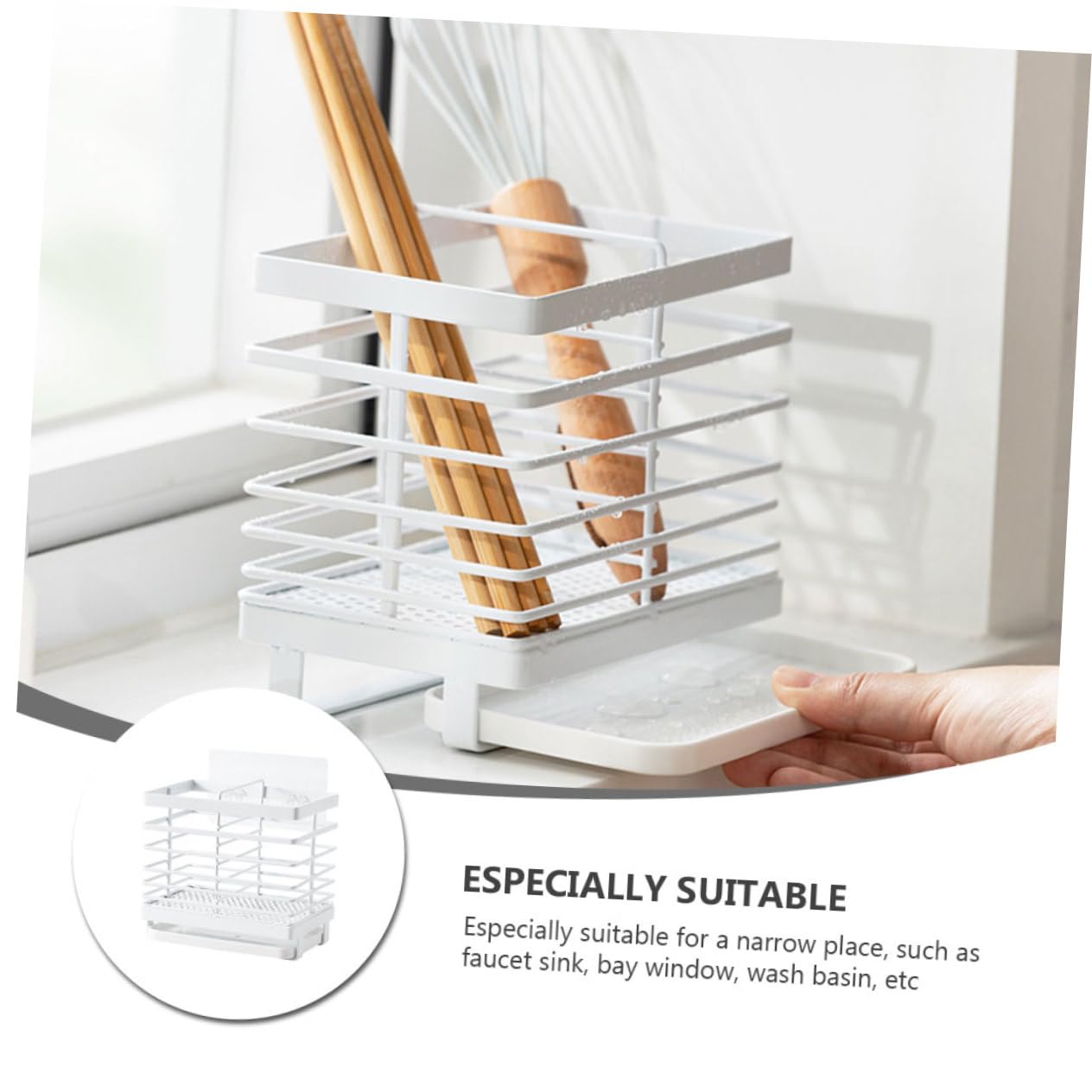 Hemobllo Support Mural pour Baguettes Multifonction sans Perçage Organisateur de Rangement pour Cuisine Étagère à Ustensiles Pratique et Adapté Aux Accessoires